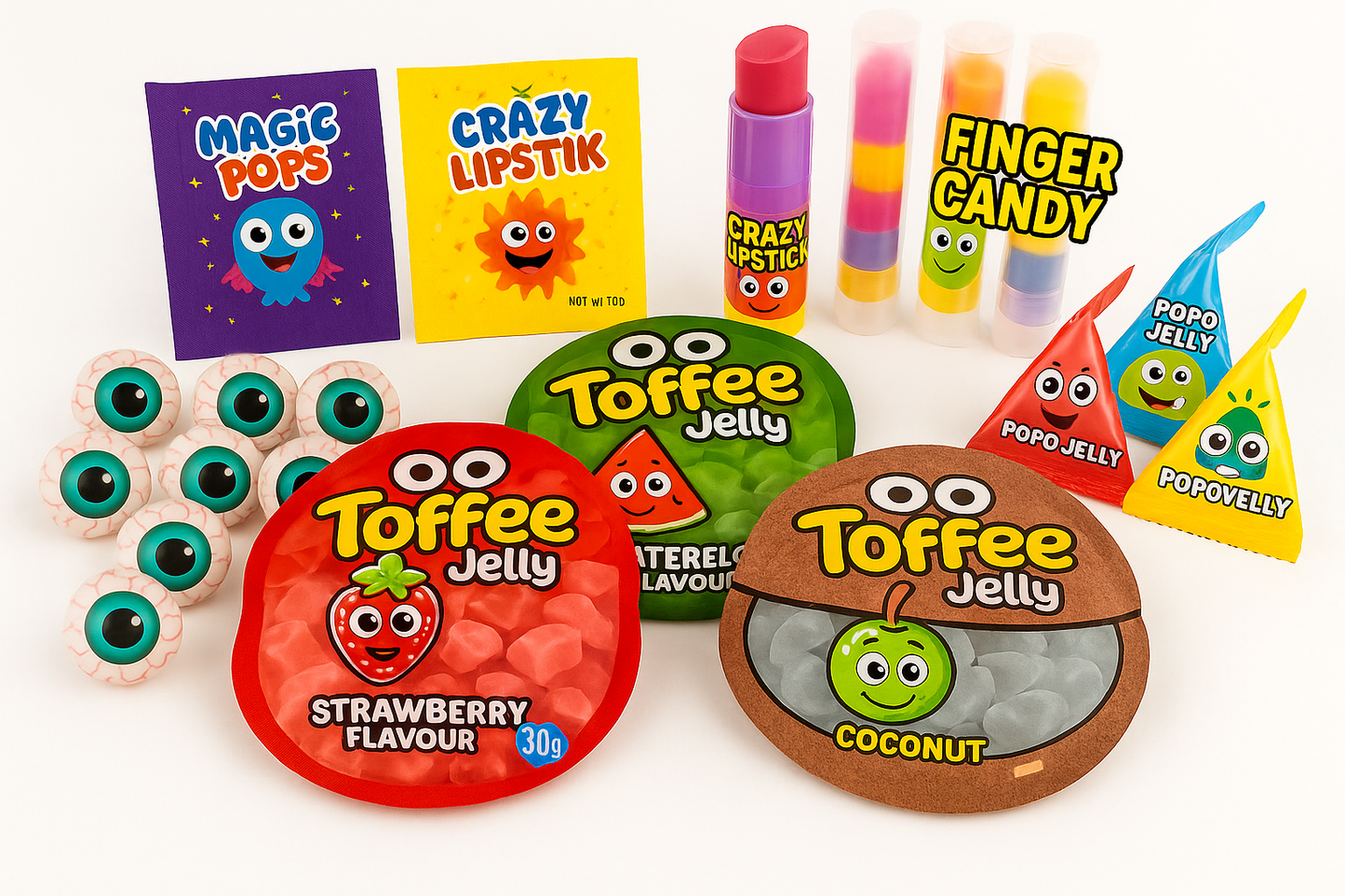 Ultimate Candy Pack - Magicpop Finger candy Lipstick Candy Eye Ball and much more (20pc)